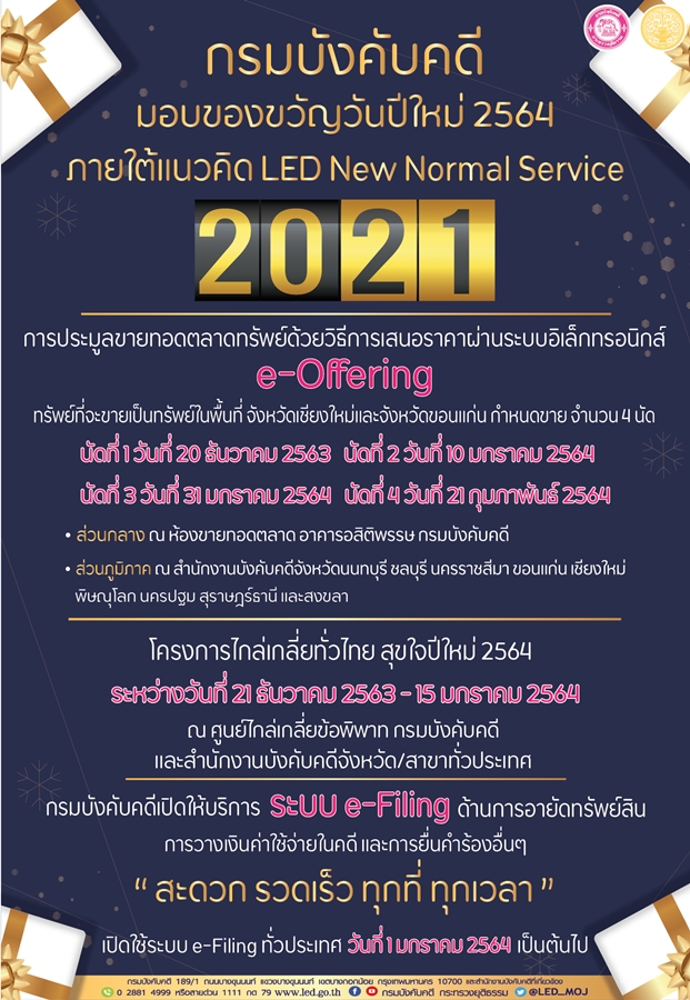 ﻿กรมบังคับคดีมอบของขวัญปีใหม่ 2564